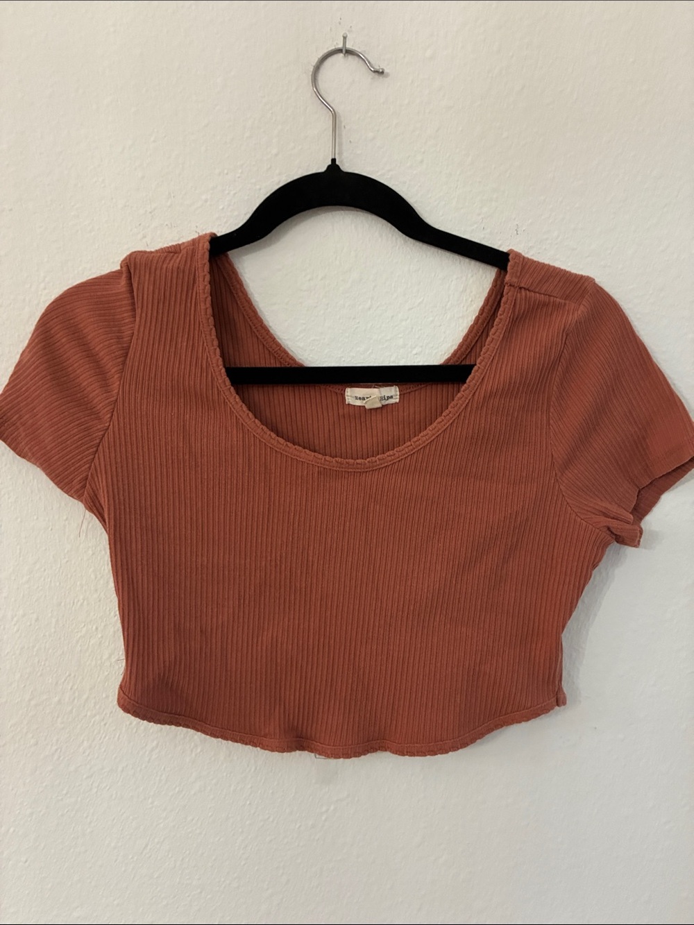 Heart Hips Rust Ribbed Scoop Crop Top